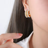 316L Stainless Steel Gold Plated Geometric Inlaid Zircon Earrings