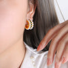 316L Stainless Steel Gold Plated Geometric Inlaid Zircon Earrings