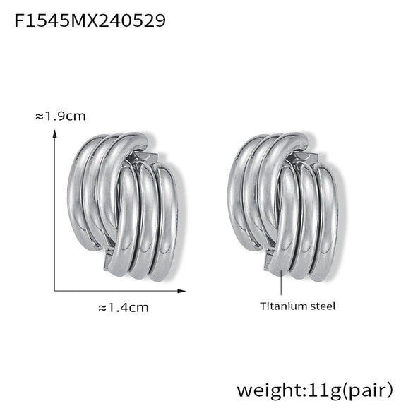 316L Stainless Steel Gold Plated Geometric Line Stitching Design Earrings For Women