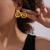 316L Stainless Steel Gold Plated Geometric Spiral Design Women's Earrings