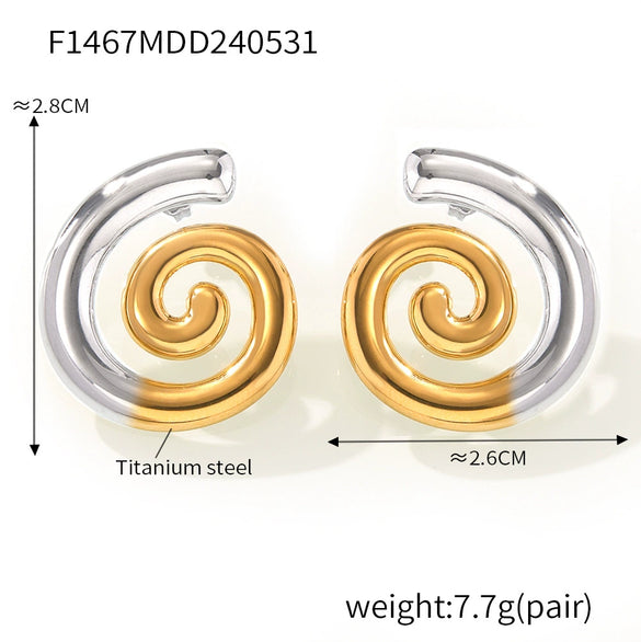 316L Stainless Steel Gold Plated Geometric Spiral Design Women's Earrings