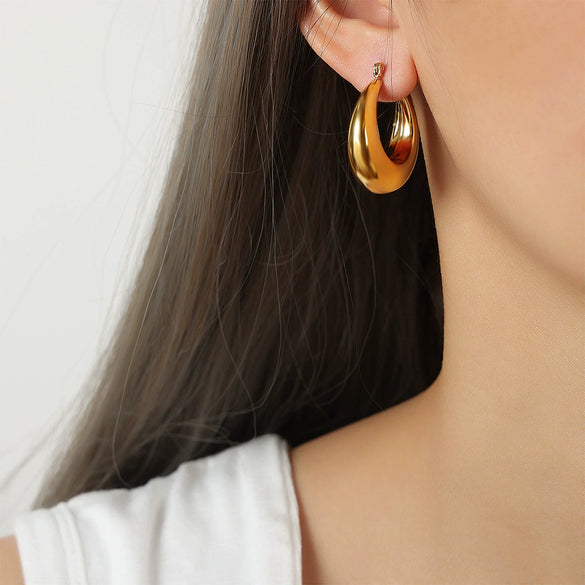 316L Stainless Steel Gold Plated Geometric U Shape Women's Earrings Fashion Niche Design