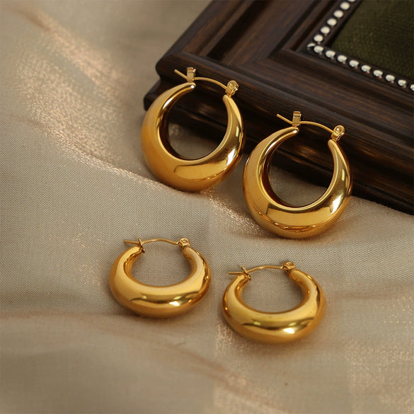 316L Stainless Steel Gold Plated Geometric U Shape Women's Earrings Fashion Niche Design