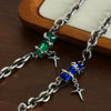 316L Stainless Steel Gold Plated Geometric Zircon Inlay Pendant Bracelet Jewelry For Men Retro Niche Personality Light Luxury Style