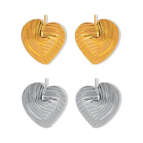 316L Stainless Steel Gold Plated Heart Shaped Geometric Lines Earrings For Women
