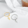 Titanium Steel Gold Plated Inlaid Zircon Cross Pendant Ring Geometric Style Jewelry For Women