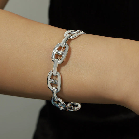 316L Stainless Steel Gold Plated Irregular Geometric Hollow Opening Bracelet Jewelry