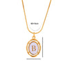 Titanium Steel Gold Plated Letter Oval Pendant Necklace With Dripping Oil Design