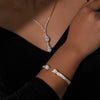 Titanium Steel Gold Plated Light Luxury Snake Head Pendant Elastic Bracelet With Ochain Set