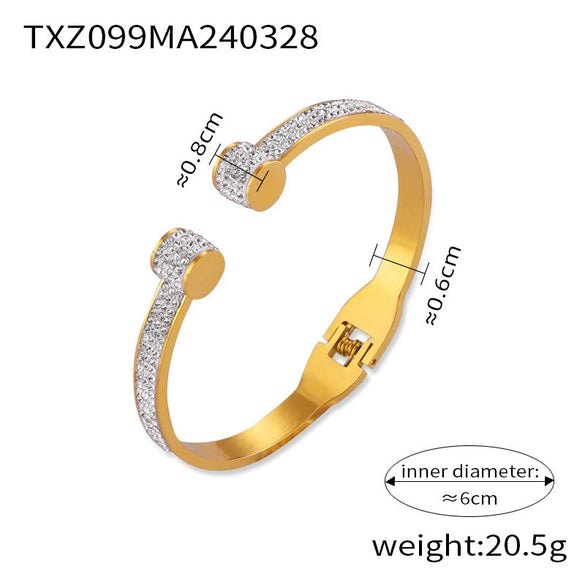 Titanium Steel Gold Plated Light Luxury Snake Head Pendant Elastic Bracelet With Ochain Set