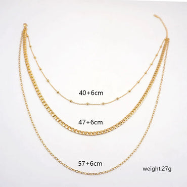 Titanium Steel Gold Plated Modern Style Classic Style Solid Color Handmade Plating Three Layer Necklace