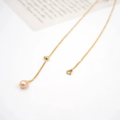 Titanium Steel Gold Plated Modern Style Simple Style Classic Style Water Droplets Pearl Pendant Necklace