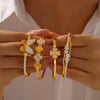 316L Stainless Steel Gold Plated Niche Geometric Fourleaf Love Diamond Butterfly Design Bracelet