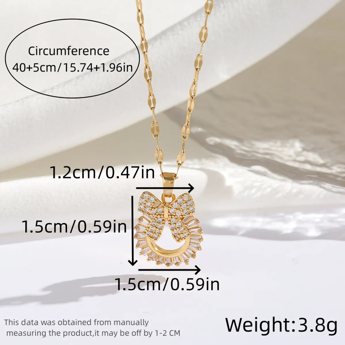 Wholesale Jewelry Romantic Sweet Simple Style Moon Rose Daisy Titanium Steel Resin Zircon 18K Gold Plated Enamel Plating Inlay Pendant Necklace