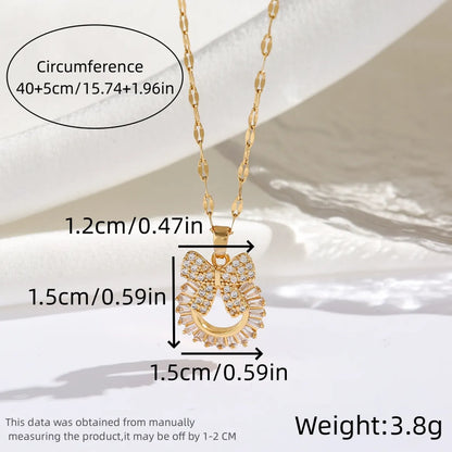 Wholesale Jewelry Romantic Sweet Simple Style Moon Rose Daisy Titanium Steel Resin Zircon 18K Gold Plated Enamel Plating Inlay Pendant Necklace