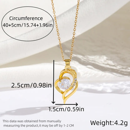 Wholesale Jewelry Romantic Sweet Simple Style Moon Rose Daisy Titanium Steel Resin Zircon 18K Gold Plated Enamel Plating Inlay Pendant Necklace