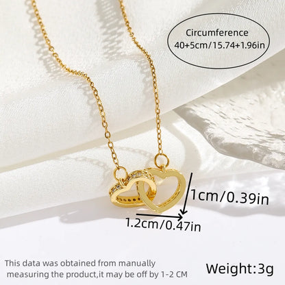 Wholesale Jewelry Romantic Sweet Simple Style Moon Rose Daisy Titanium Steel Resin Zircon 18K Gold Plated Enamel Plating Inlay Pendant Necklace