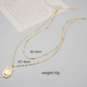 Titanium Steel Gold Plated Simple Style Geometric Double Layer Necklaces