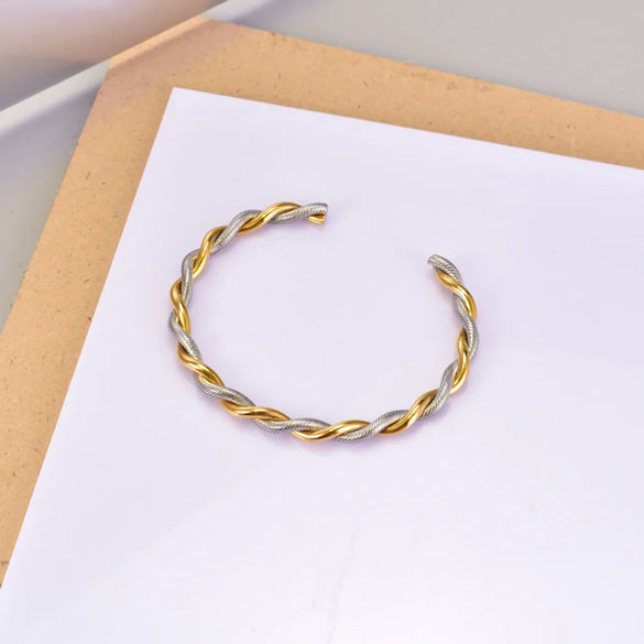 Simple Style Geometric 304 Stainless Steel Titanium Steel 18K Gold Plated Bangle In Bulk