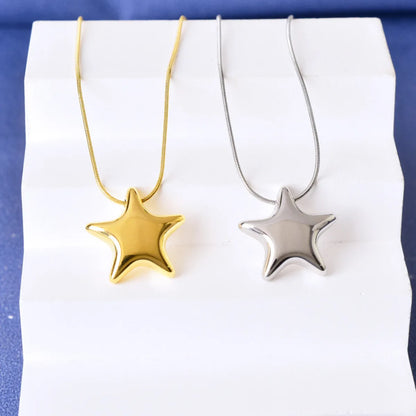 304 Stainless Steel 18K Gold Plated Simple Style Plating Star Pendant Necklace