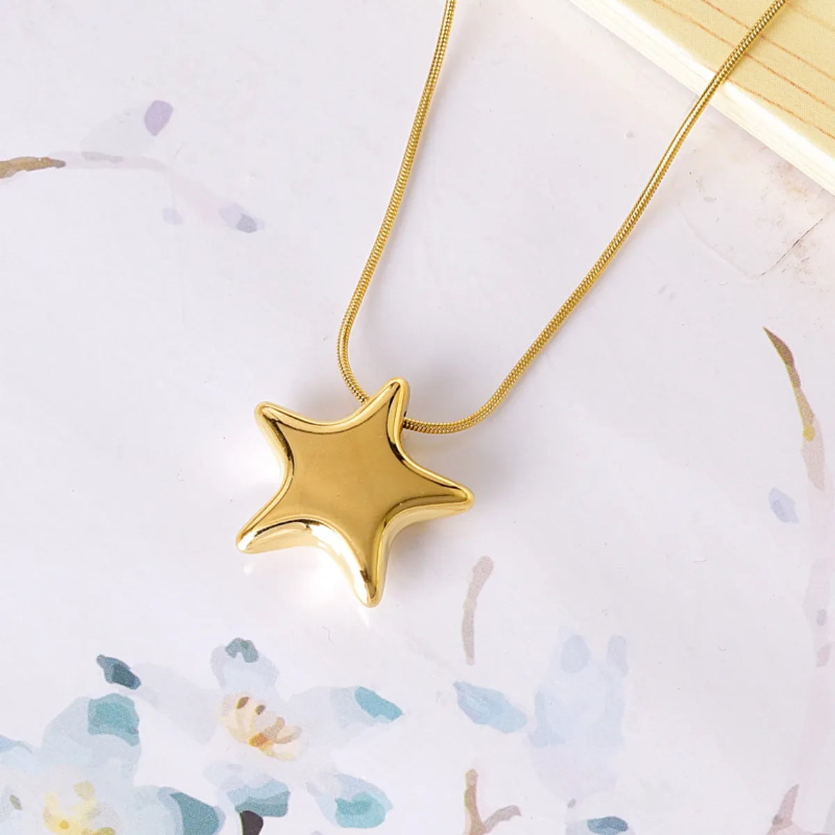 304 Stainless Steel 18K Gold Plated Simple Style Plating Star Pendant Necklace