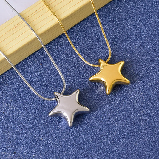 304 Stainless Steel 18K Gold Plated Simple Style Plating Star Pendant Necklace