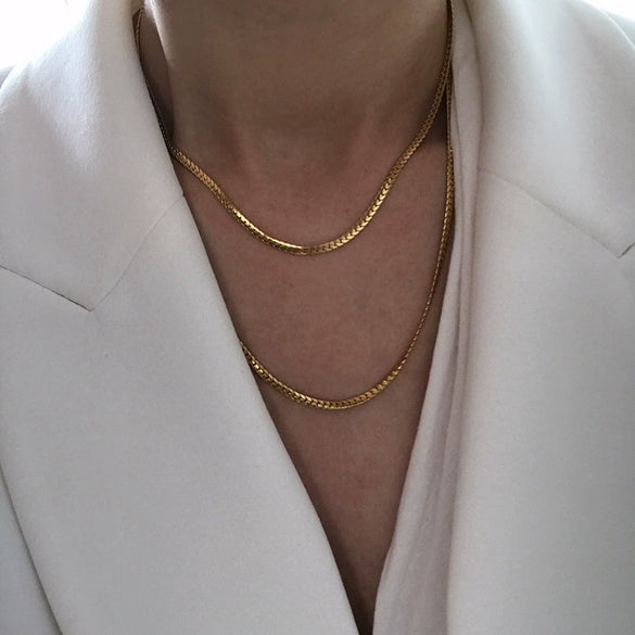 Titanium Steel Gold Plated U Shaped Horse Whip Hip Hop Clavicle Necklace Unisex