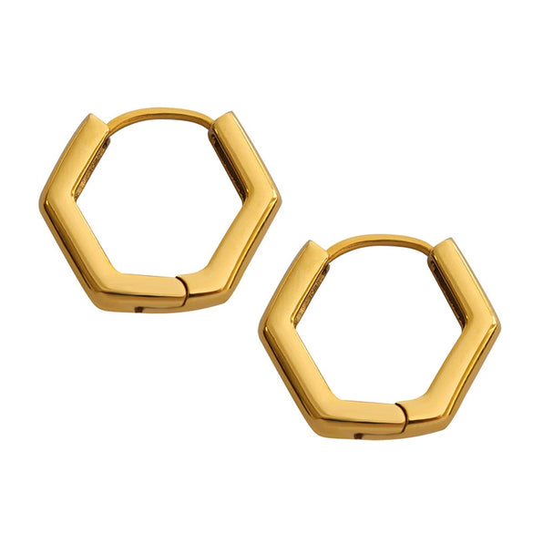 316L Stainless Steel Gold Plated Ushape Polygonal Women's Earrings