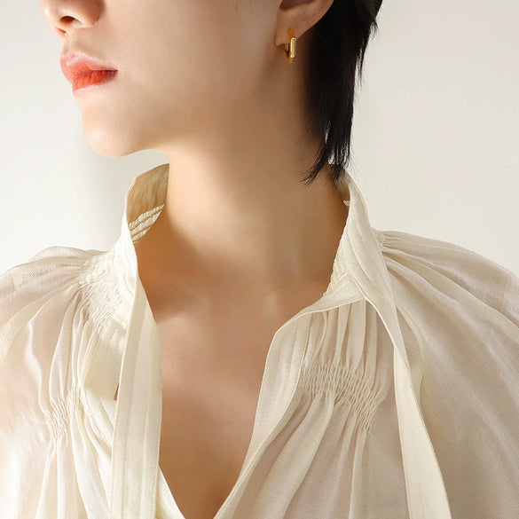 316L Stainless Steel Gold Plated Ushape Polygonal Women's Earrings