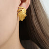 316L Stainless Steel Gold Plated Wheat Ear Studs For Women Geometric Pattern Electroplated Simple Design High Grade