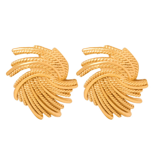 316L Stainless Steel Gold Plated Wheat Ear Studs For Women Geometric Pattern Electroplated Simple Design High Grade