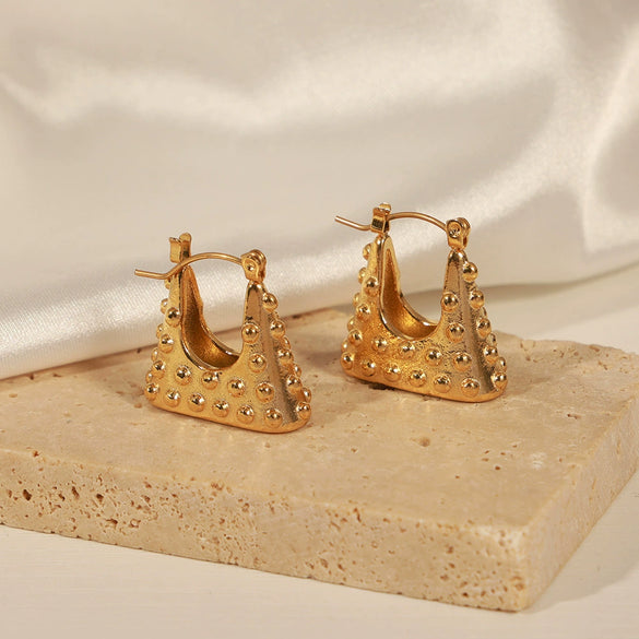 316L Stainless Steel Goldplated Geometric Bag Earrings Jewelry For Women