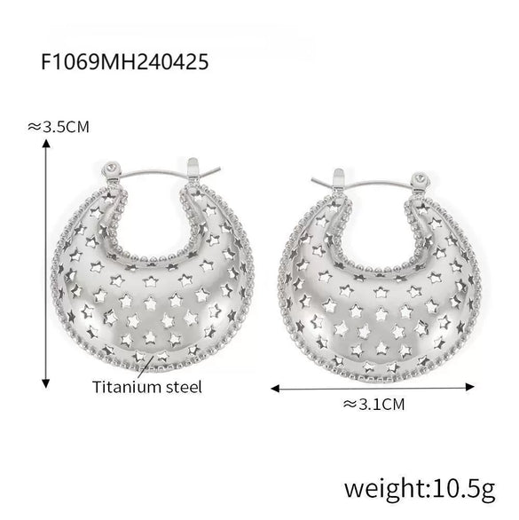 Titanium Steel Goldplated Geometric Hollow Texture Women's Fashion Creative Earrings