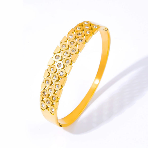 316L Stainless Steel Goldplated Geometric Hollowout Jewelry Bracelet