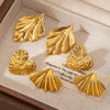 Titanium Steel Goldplated Geometric Leaf Earrings For Women