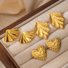 Titanium Steel Goldplated Geometric Leaf Earrings For Women