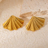Titanium Steel Goldplated Geometric Leaf Earrings For Women