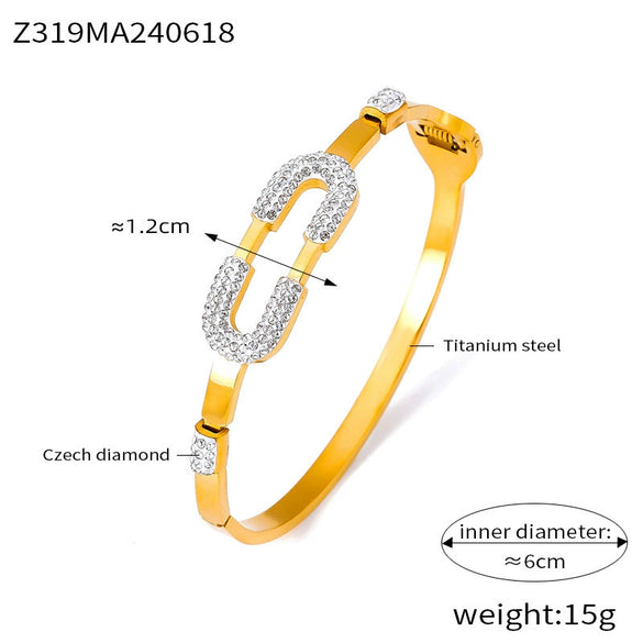 Titanium Steel Goldplated Geometric Paper Clip Love Retro Personality Fadefree Bracelet