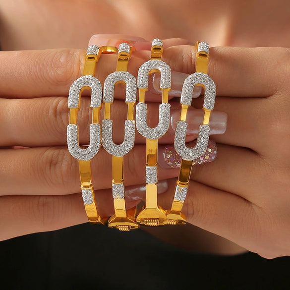 Titanium Steel Goldplated Geometric Paper Clip Love Retro Personality Fadefree Bracelet