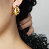 316L Stainless Steel Goldplated Geometric Water Drop Diamondembedded Beading Earrings For Women