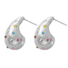 316L Stainless Steel Goldplated Geometric Water Drop Diamondembedded Beading Earrings For Women