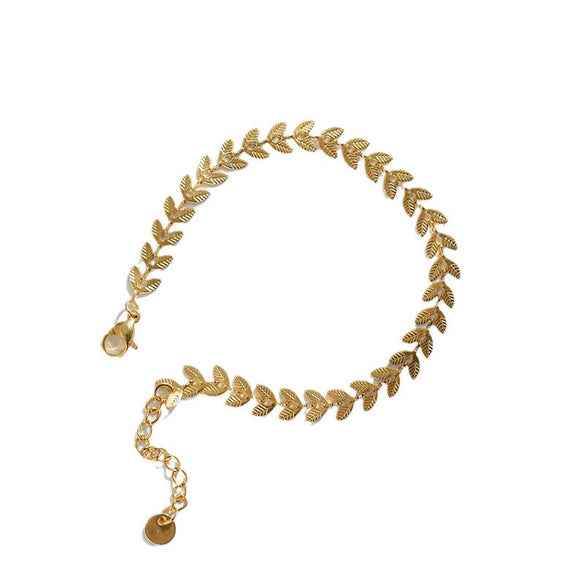 Titanium Steel Goldplated Leaf Bracelet For Women Fashionable Jewelry