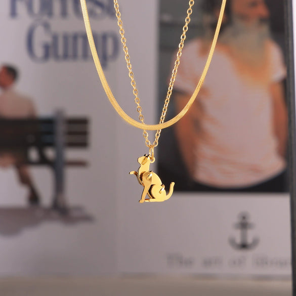 316L Stainless Steel Goldplated Ochain Necklace With Animal Shape Pendant Geometric And Zodiac Patterns Electroplated For Women