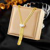 Titanium Steel Goldplated Retro Chain Tassel Pearl Love Multilayer Women's Necklace