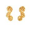 316L Stainless Steel Goldplated Women's Earrings With Geometric Hammer Pattern And Irregular Petal Stitching Design