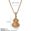 316L Stainless Steel Gourd Pendant Necklace With Flower Design For Women Electroplated Light Luxury Style