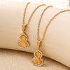 316L Stainless Steel Gourd Pendant Necklace With Flower Design For Women Electroplated Light Luxury Style