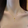 Titanium Steel Gourd Shaped Women's Necklace With Geometric Pattern And Diamond Design