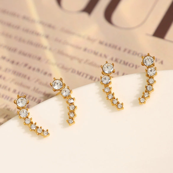 316L Stainless Steel Halfmoon Electroplated Women's Fashion Earrings