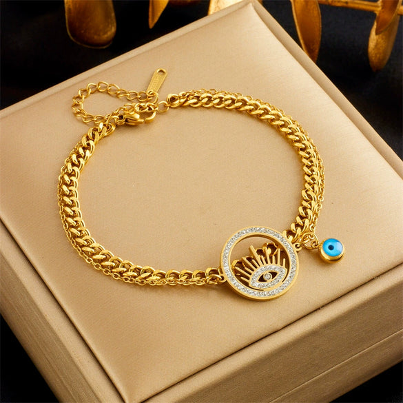 Titanium Steel Heart And Butterfly Shaped Electroplated Women's Bracelet